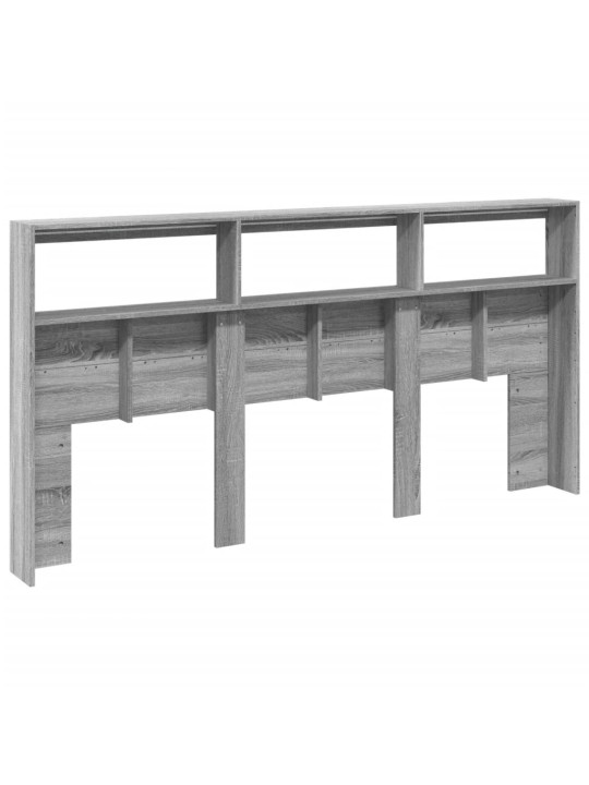 Čelo postele s úložným prostorem a led šedé sonoma 200x17x102cm