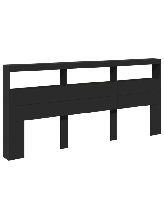 Čelo postele s úložným prostorem a LED černé 220 x 17 x 102 cm
