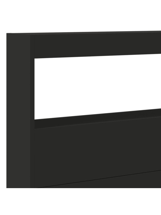 Čelo postele s úložným prostorem a LED černé 220 x 17 x 102 cm