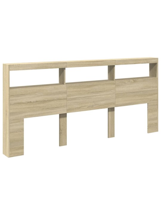 Čelo postele s úložným prostorem a LED dub sonoma 220x17x102 cm