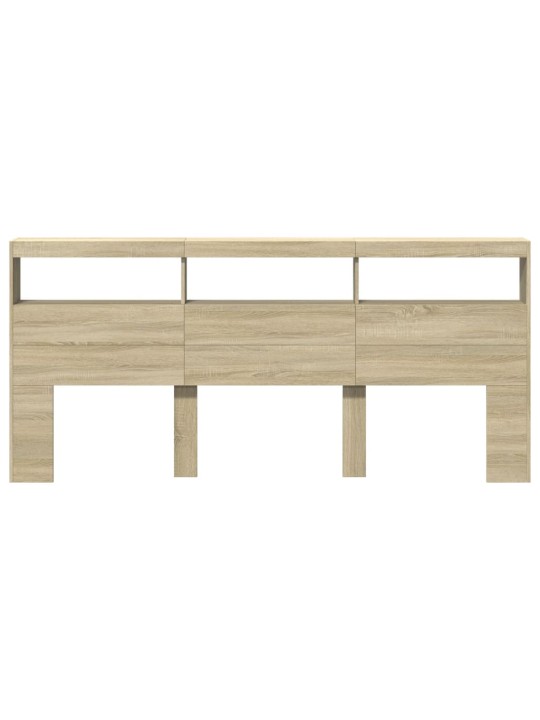 Čelo postele s úložným prostorem a LED dub sonoma 220x17x102 cm