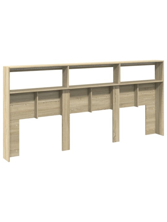 Čelo postele s úložným prostorem a LED dub sonoma 220x17x102 cm