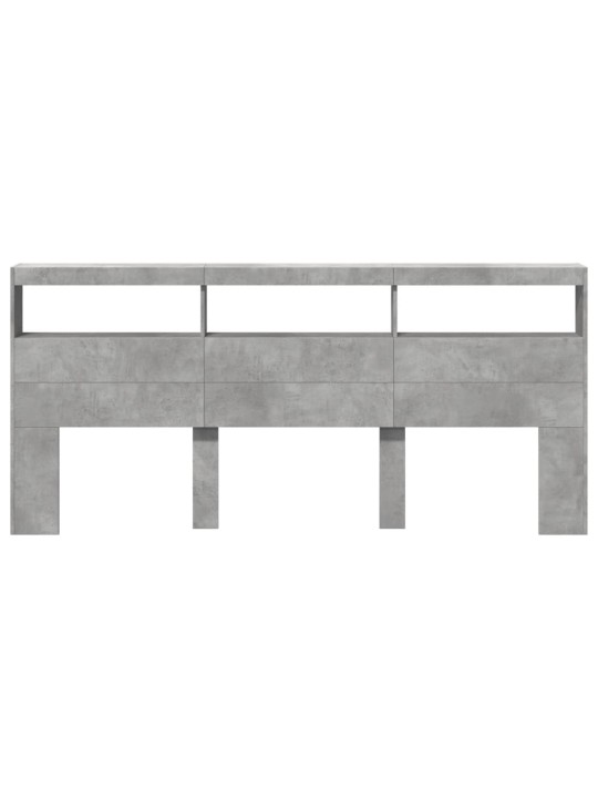 Čelo postele úložný prostor a LED betonově šedé 220x17x102 cm