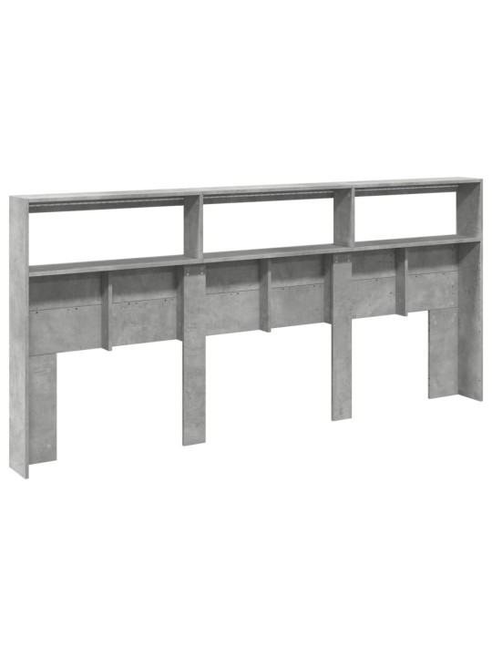 Čelo postele úložný prostor a LED betonově šedé 220x17x102 cm