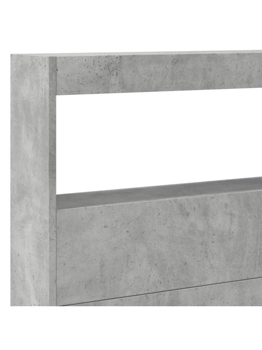 Čelo postele úložný prostor a LED betonově šedé 220x17x102 cm