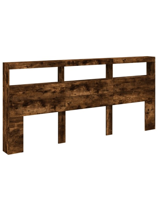 Čelo postele s úložným prostorem a led kouřový dub 220x17x102cm