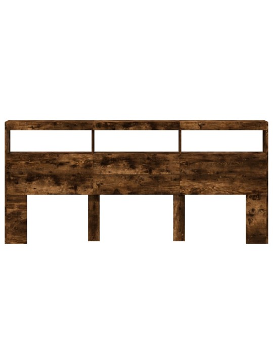 Čelo postele s úložným prostorem a led kouřový dub 220x17x102cm