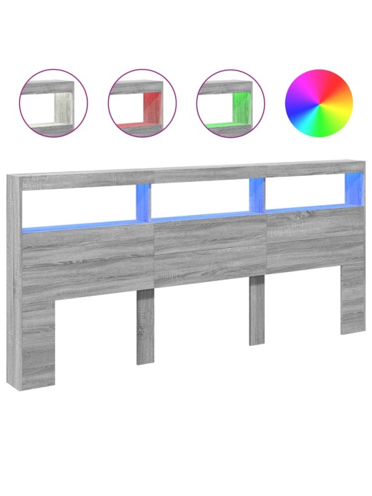 Čelo postele s úložným prostorem a led šedé sonoma 120x17x102cm