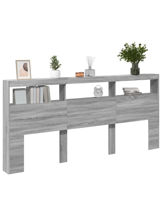 Čelo postele s úložným prostorem a led šedé sonoma 120x17x102cm