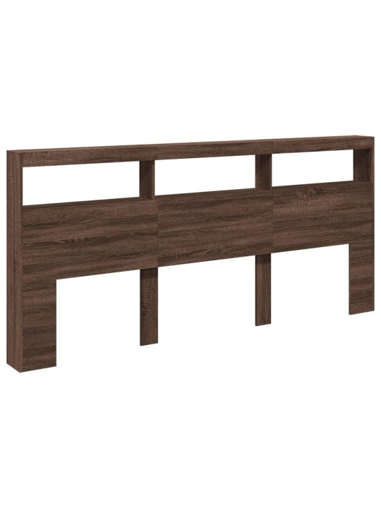 Čelo postele s úložným prostorem a led hnědý dub 220x17x102 cm