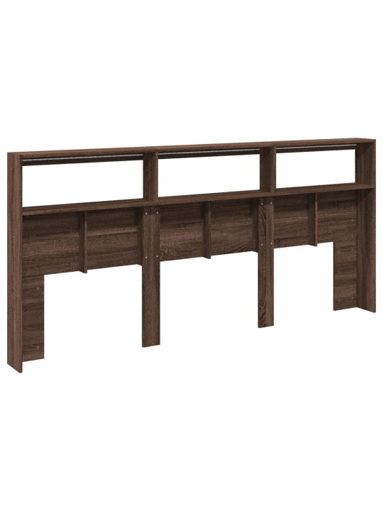 Čelo postele s úložným prostorem a led hnědý dub 220x17x102 cm