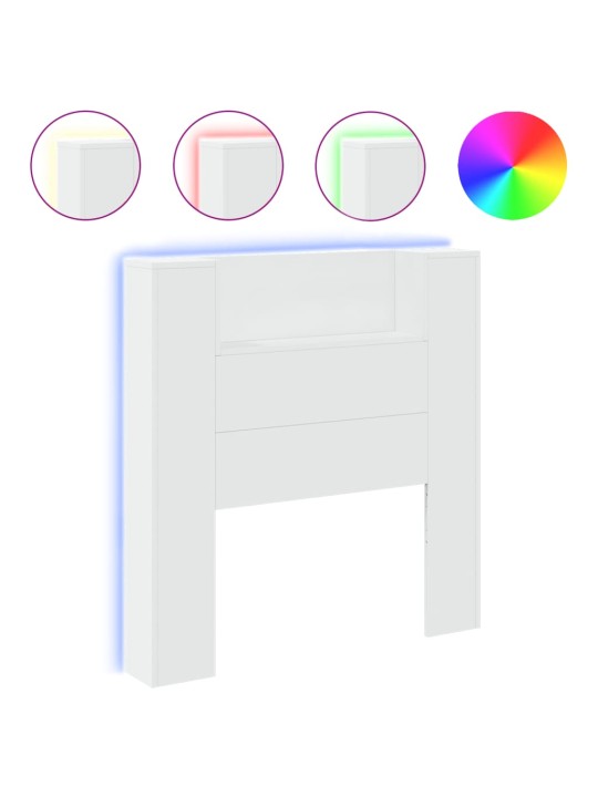 Čelo postele s úložným prostorem a LED bílé 100x16,5x103,5 cm