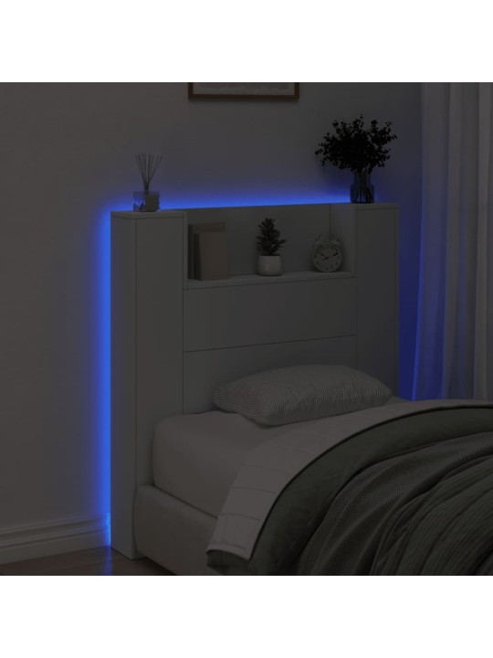 Čelo postele s úložným prostorem a LED bílé 100x16,5x103,5 cm