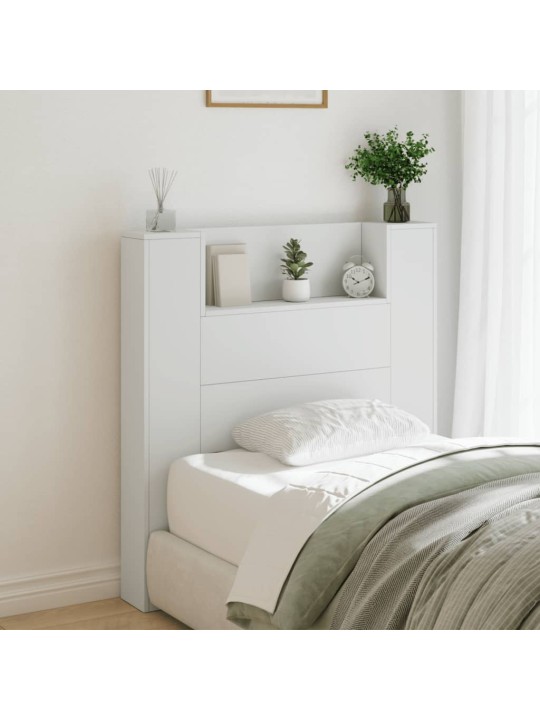 Čelo postele s úložným prostorem a LED bílé 100x16,5x103,5 cm