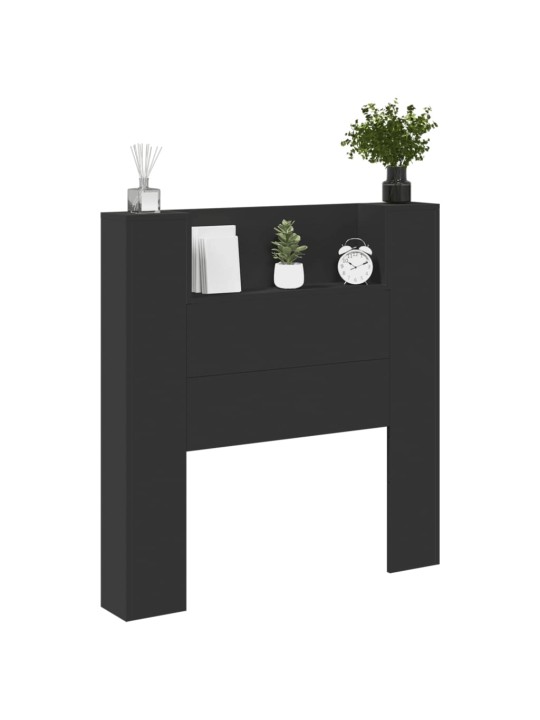 Čelo postele s úložným prostorem a LED černé 100x16,5x103,5 cm