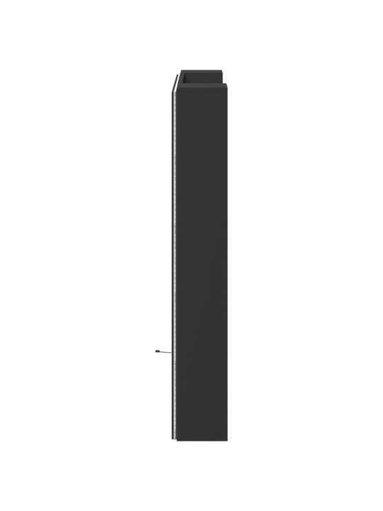 Čelo postele s úložným prostorem a LED černé 100x16,5x103,5 cm