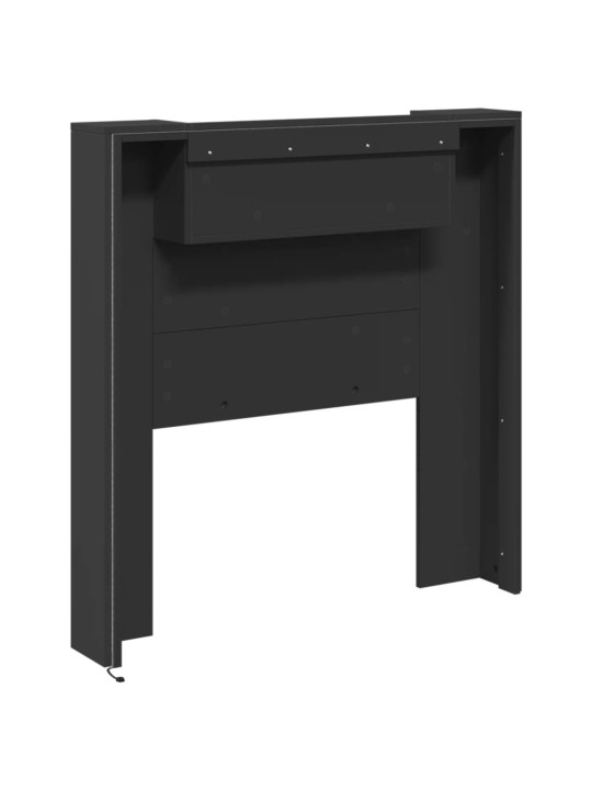 Čelo postele s úložným prostorem a LED černé 100x16,5x103,5 cm