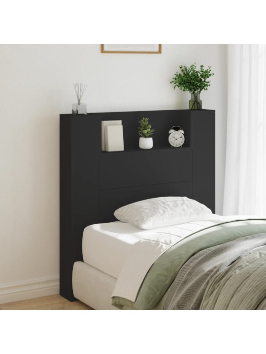 Čelo postele s úložným prostorem a LED černé 100x16,5x103,5 cm
