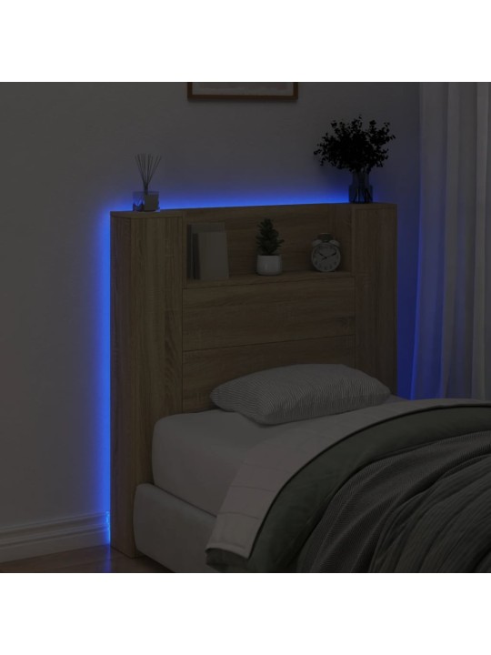 Čelo postele úložný prostor a LED dub sonoma 100x16,5x103,5 cm