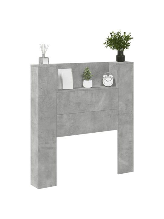 Čelo postele úložný prostor LED betonově šedé 100x16,5x103,5 cm