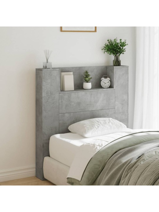 Čelo postele úložný prostor LED betonově šedé 100x16,5x103,5 cm