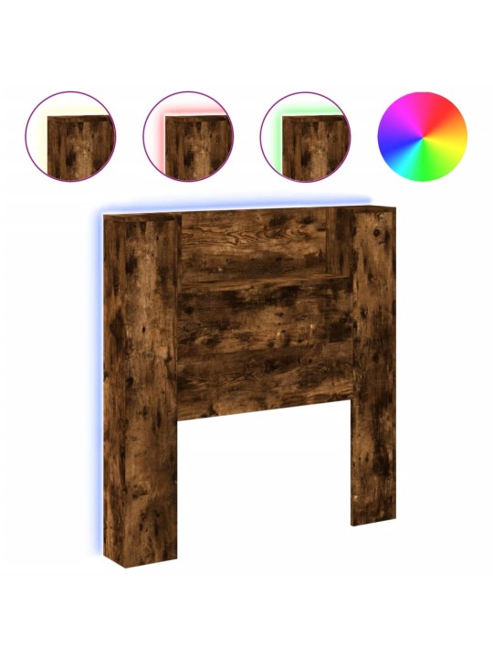 Čelo postele úložný prostor a led kouřový dub 100x16,5x103,5 cm
