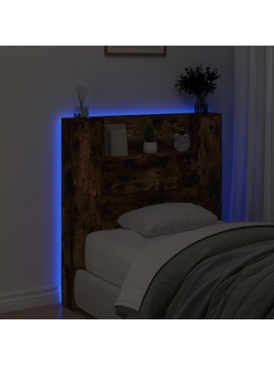 Čelo postele úložný prostor a led kouřový dub 100x16,5x103,5 cm