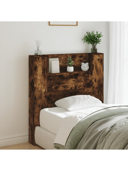 Čelo postele úložný prostor a led kouřový dub 100x16,5x103,5 cm