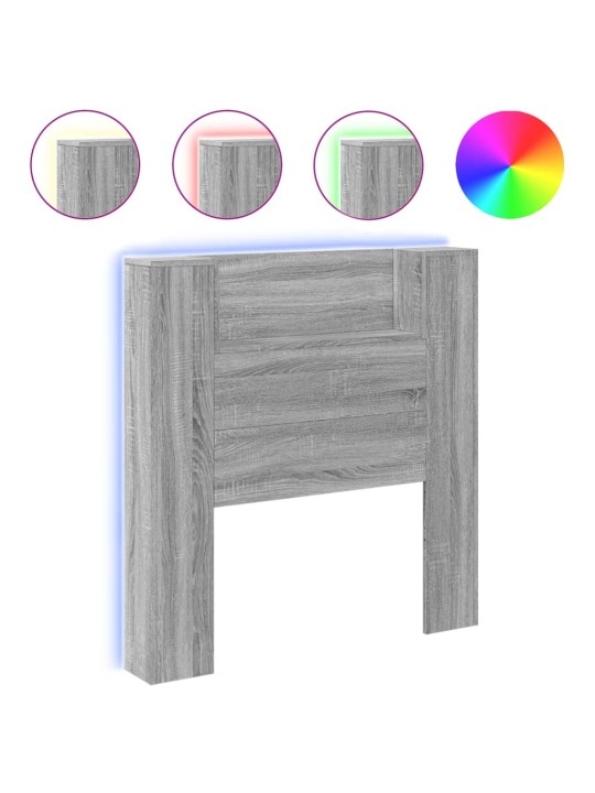 Čelo postele úložný prostor a led šedé sonoma 100x16,5x103,5 cm