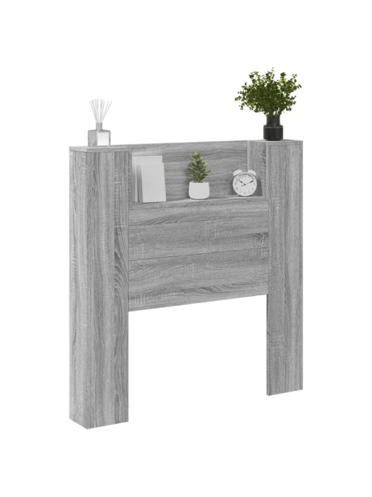 Čelo postele úložný prostor a led šedé sonoma 100x16,5x103,5 cm