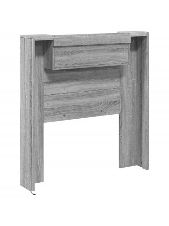 Čelo postele úložný prostor a led šedé sonoma 100x16,5x103,5 cm