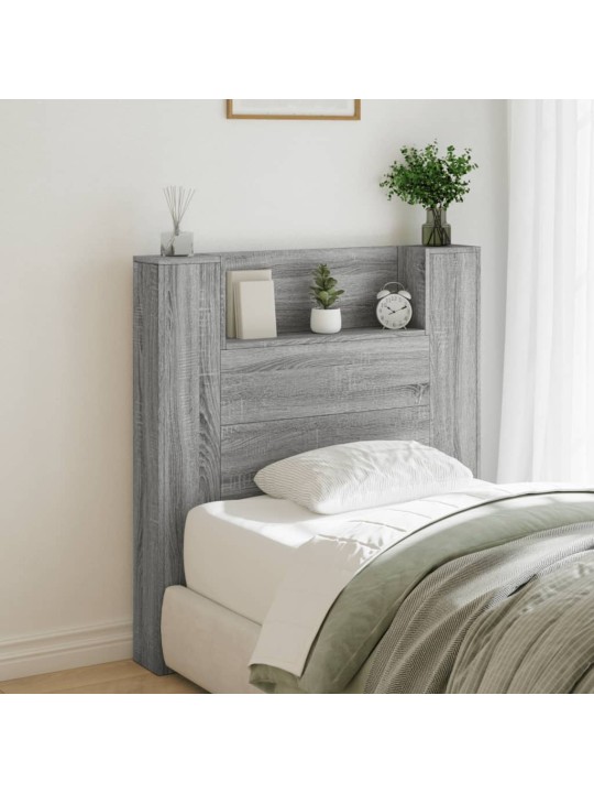 Čelo postele úložný prostor a led šedé sonoma 100x16,5x103,5 cm