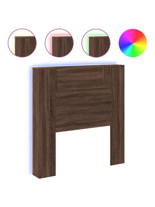Čelo postele úložný prostor a led hnědý dub 100x16,5x103,5 cm