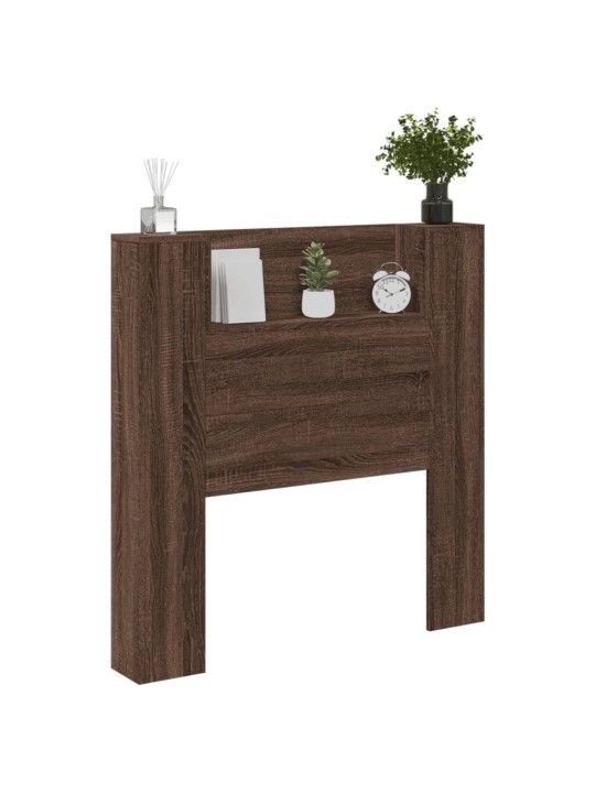 Čelo postele úložný prostor a led hnědý dub 100x16,5x103,5 cm