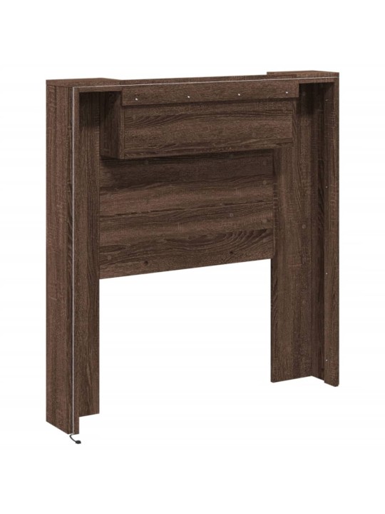 Čelo postele úložný prostor a led hnědý dub 100x16,5x103,5 cm