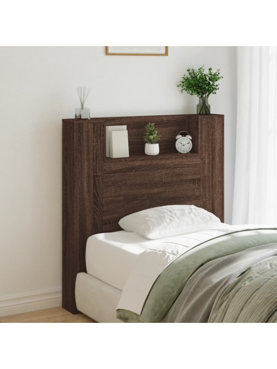 Čelo postele úložný prostor a led hnědý dub 100x16,5x103,5 cm