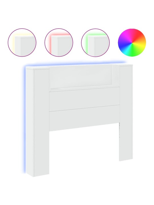 Čelo postele s úložným prostorem a LED bílé 120x16,5x103,5 cm