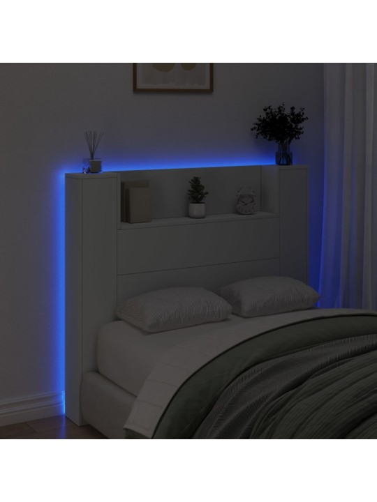 Čelo postele s úložným prostorem a LED bílé 120x16,5x103,5 cm