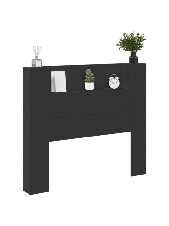 Čelo postele s úložným prostorem a LED černé 120x16,5x103,5 cm
