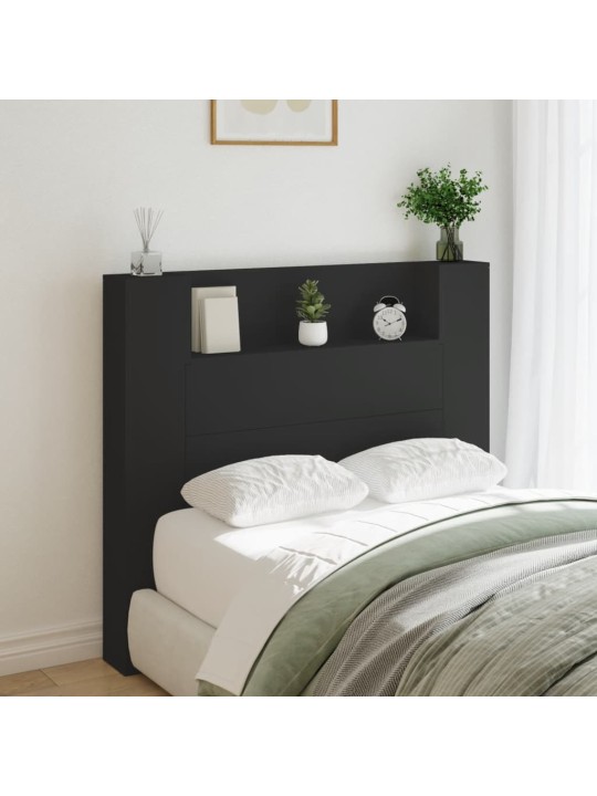 Čelo postele s úložným prostorem a LED černé 120x16,5x103,5 cm