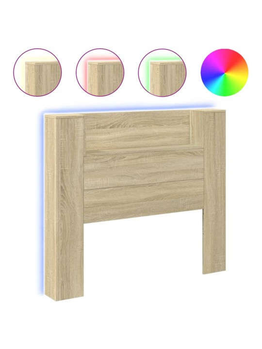 Čelo postele úložný prostor a LED dub sonoma 120x16,5x103,5 cm