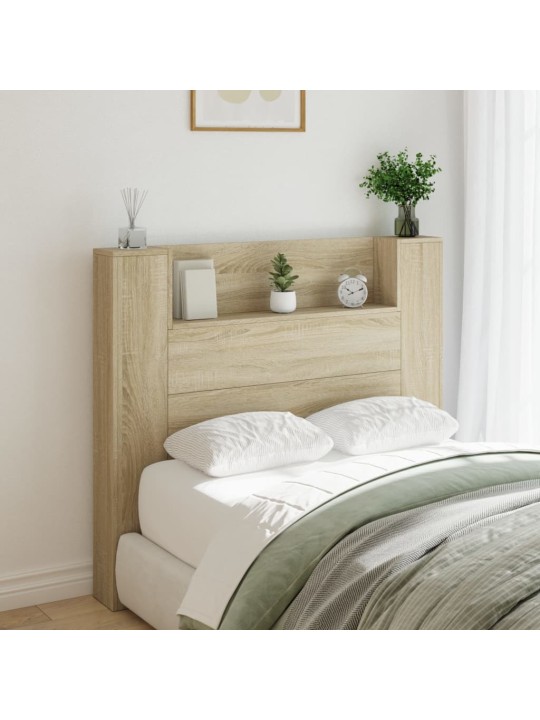 Čelo postele úložný prostor a LED dub sonoma 120x16,5x103,5 cm