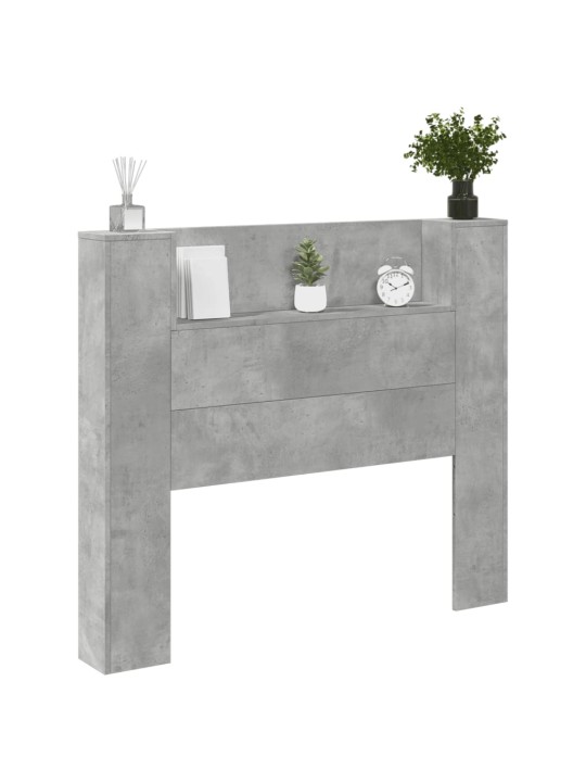 Čelo postele úložný prostor LED betonově šedé 120x16,5x103,5 cm