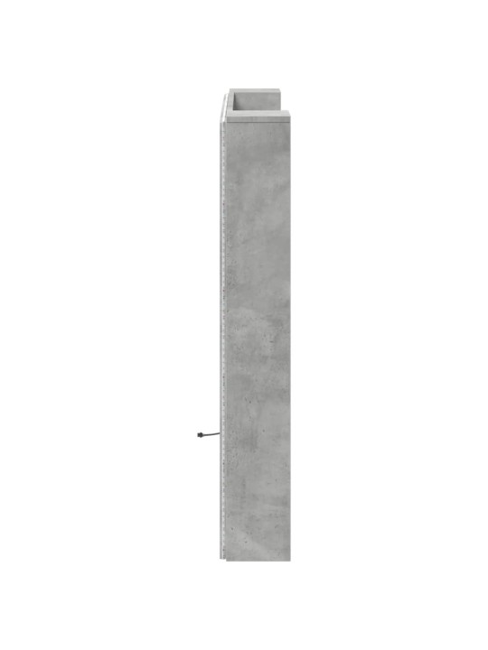 Čelo postele úložný prostor LED betonově šedé 120x16,5x103,5 cm