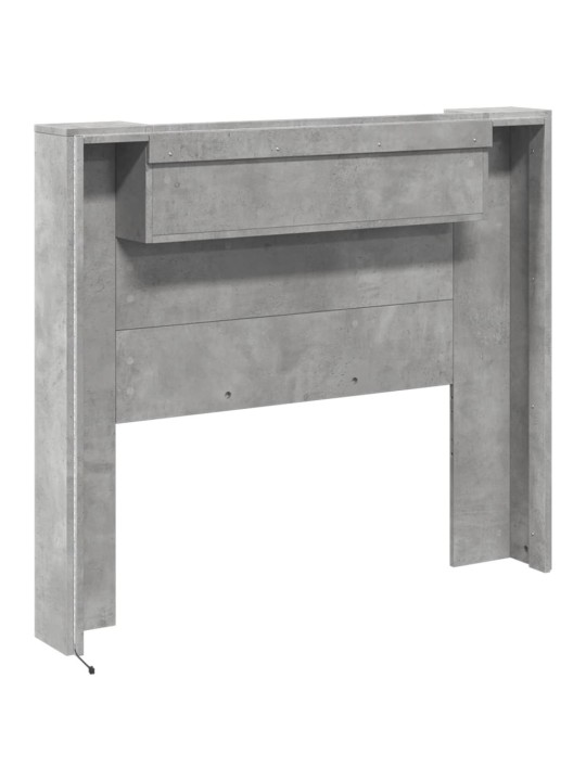Čelo postele úložný prostor LED betonově šedé 120x16,5x103,5 cm