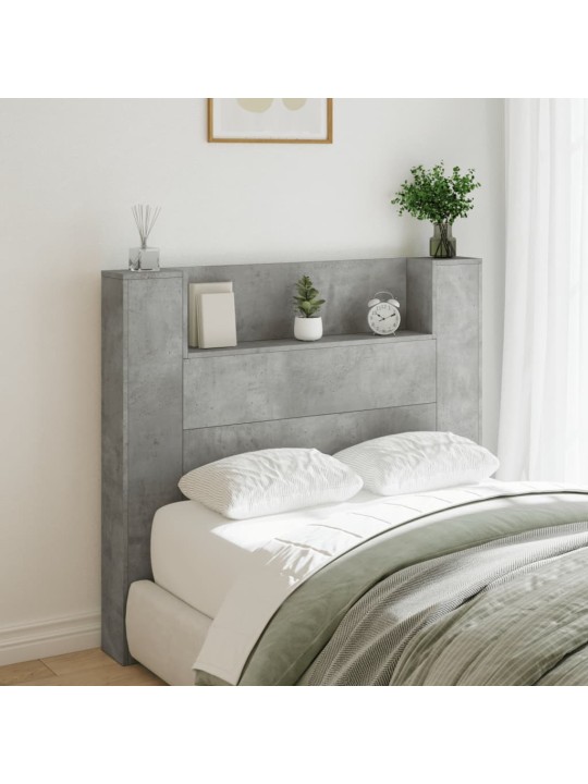 Čelo postele úložný prostor LED betonově šedé 120x16,5x103,5 cm