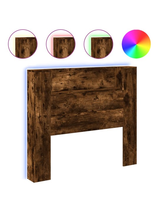 Čelo postele úložný prostor a led kouřový dub 120x16,5x103,5 cm