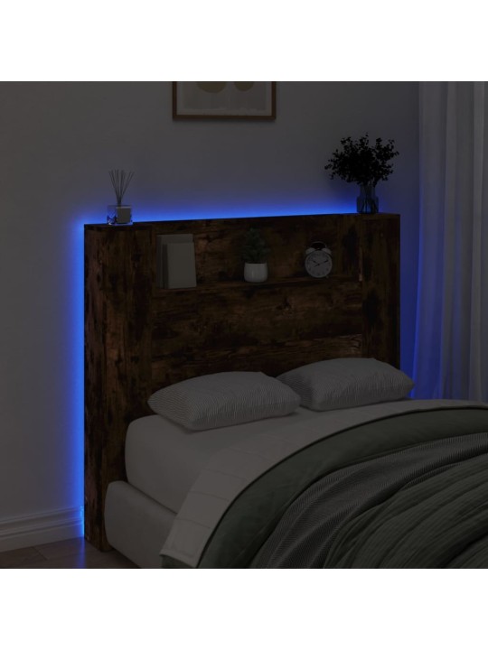 Čelo postele úložný prostor a led kouřový dub 120x16,5x103,5 cm