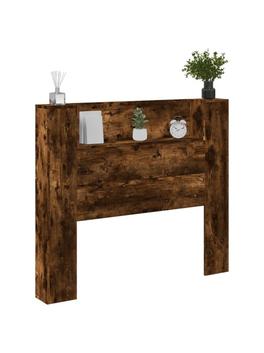 Čelo postele úložný prostor a led kouřový dub 120x16,5x103,5 cm