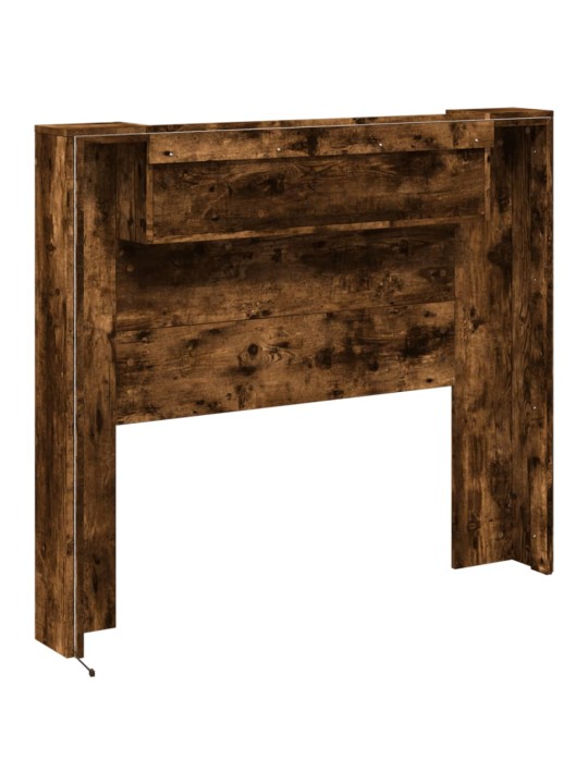 Čelo postele úložný prostor a led kouřový dub 120x16,5x103,5 cm